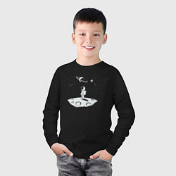 Лонгслив хлопковый детский Космический мечтатель, цвет: черный — фото 2
