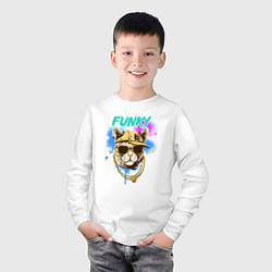Лонгслив хлопковый детский Кот рэпер: funky - AI art, цвет: белый — фото 2
