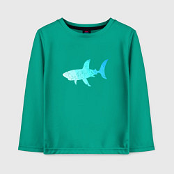 Лонгслив хлопковый детский Акула лазурный градиент цвета моря, цвет: зеленый