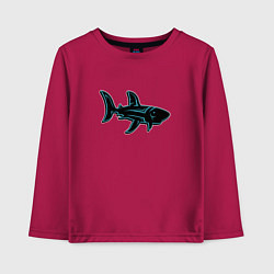 Лонгслив хлопковый детский Неоновая акула с узором, цвет: маджента