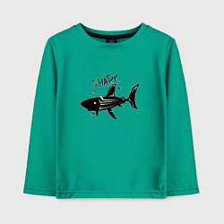 Лонгслив хлопковый детский Трайбл акула с надписью shark, цвет: зеленый