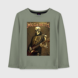Лонгслив хлопковый детский Megadeth - skeleton - heavy metal, цвет: авокадо