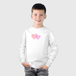 Лонгслив хлопковый детский Два розовых сердца, цвет: белый — фото 2