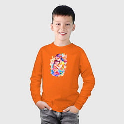 Лонгслив хлопковый детский Мама и ребёнок - нейросеть, цвет: оранжевый — фото 2