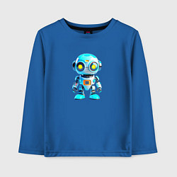 Лонгслив хлопковый детский Милый маленький робот, цвет: синий