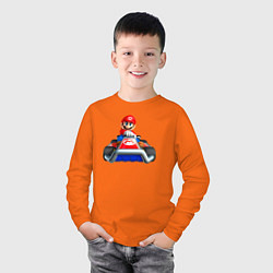 Лонгслив хлопковый детский Марио гоняет, цвет: оранжевый — фото 2