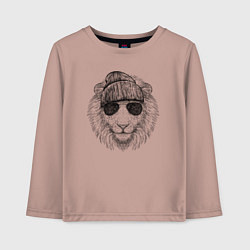 Лонгслив хлопковый детский Лев модный, цвет: пыльно-розовый