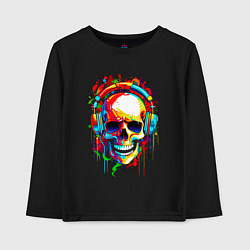 Детский лонгслив Красочный череп в очках