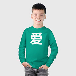 Лонгслив хлопковый детский Любовь на китайском, цвет: зеленый — фото 2