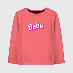 Лонгслив хлопковый детский Baby: pink barbie style, цвет: коралловый