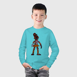 Лонгслив хлопковый детский Женский аниматроник, цвет: бирюзовый — фото 2
