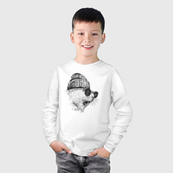 Лонгслив хлопковый детский Морская свинка модная, цвет: белый — фото 2