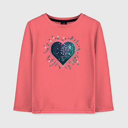 Лонгслив хлопковый детский Киберсердце минимализм, цвет: коралловый