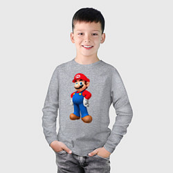 Лонгслив хлопковый детский Марио стоит, цвет: меланж — фото 2