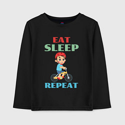 Лонгслив хлопковый детский Кушать спать кататься на велосипеде, цвет: черный