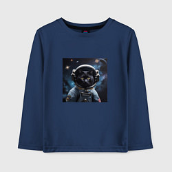 Детский лонгслив Черный котик космонавт
