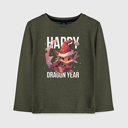 Лонгслив хлопковый детский Happy Dragon year, цвет: меланж-хаки