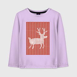 Детский лонгслив Новогодний олень орнамент вязанный свитер