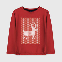 Детский лонгслив Новогодний олень орнамент вязанный свитер