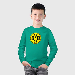 Лонгслив хлопковый детский Borussia fc sport, цвет: зеленый — фото 2