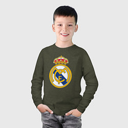 Лонгслив хлопковый детский Real madrid fc sport, цвет: меланж-хаки — фото 2