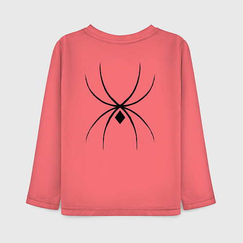 Детский лонгслив Черный паук минимал / Коралловый – фото 2