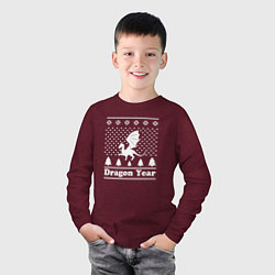 Лонгслив хлопковый детский Sweater dragon year, цвет: меланж-бордовый — фото 2