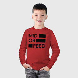 Лонгслив хлопковый детский Mid or feed, цвет: красный — фото 2