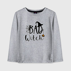 Лонгслив хлопковый детский Bad witch хэллоуин шляпа, цвет: меланж