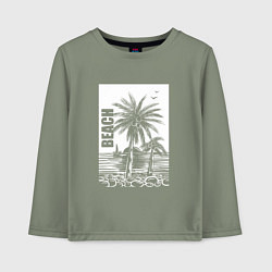 Лонгслив хлопковый детский Пляж пальмы, цвет: авокадо