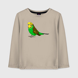 Лонгслив хлопковый детский Красивый попугайчик, цвет: миндальный