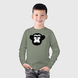 Лонгслив хлопковый детский Морда шимпанзе, цвет: авокадо — фото 2