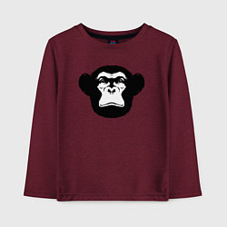 Лонгслив хлопковый детский Морда шимпанзе, цвет: меланж-бордовый