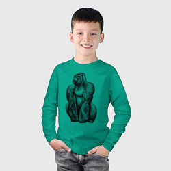 Лонгслив хлопковый детский Горилла штрихами, цвет: зеленый — фото 2