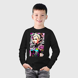 Лонгслив хлопковый детский Barbie - pop art stylization, цвет: черный — фото 2