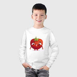 Лонгслив хлопковый детский Милая помидорка, цвет: белый — фото 2