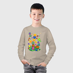 Лонгслив хлопковый детский Stardew Vally Junimo, цвет: миндальный — фото 2