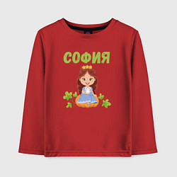 Лонгслив хлопковый детский София - двочка принцесса, цвет: красный