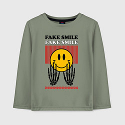 Лонгслив хлопковый детский Fake smile quote, цвет: авокадо