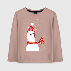 Детский лонгслив Лама - альпака в шапочке и шарфе