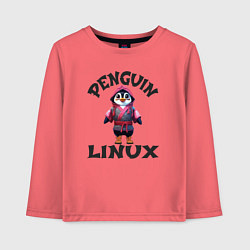 Детский лонгслив Система линукс пингвин в кимоно