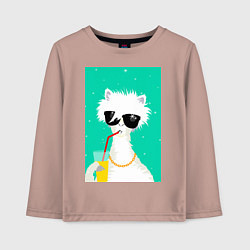 Детский лонгслив Лама-альпака на чиле с бокалом
