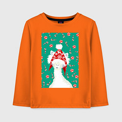 Детский лонгслив Лама - альпака в ушанке