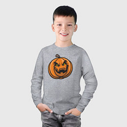 Лонгслив хлопковый детский Pumpkin Halloween, цвет: меланж — фото 2