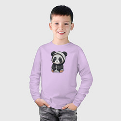 Лонгслив хлопковый детский Симпатичная панда в капюшоне, цвет: лаванда — фото 2