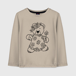 Детский лонгслив Мишка с ромашками - раскраска