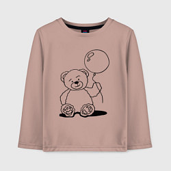 Лонгслив хлопковый детский Мишка с воздушным шариком - раскраска, цвет: пыльно-розовый