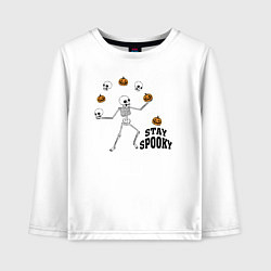Лонгслив хлопковый детский Stay spooky, цвет: белый