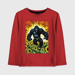 Лонгслив хлопковый детский Разъяренная горилла, цвет: красный