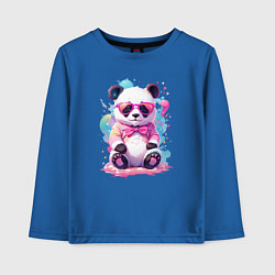 Детский лонгслив Милая панда в розовых очках и бантике